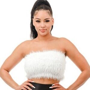 Faux Feather Tube Top